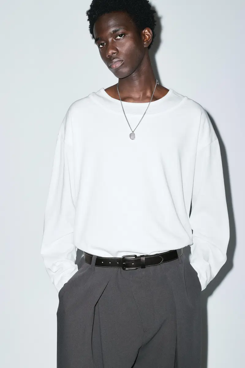 Cintura Finta Pelle Cuciture Nero miniatura 2