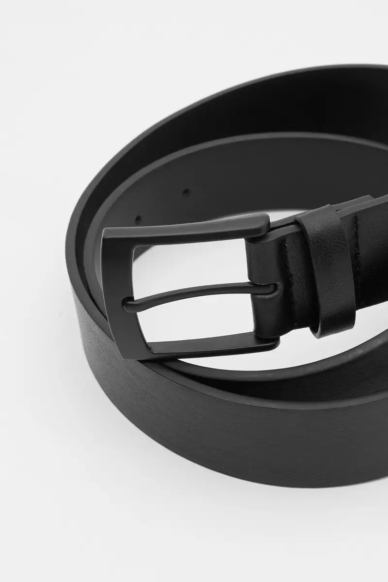 Cintura In Finta Pelle Opaca Nero miniatura 3