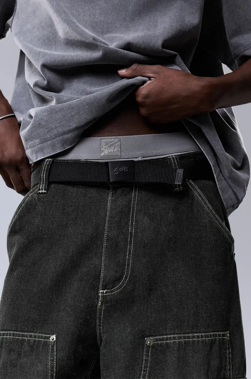 Cintura In Tessuto Con Fibbia Nera Stwd Nero miniatura 2