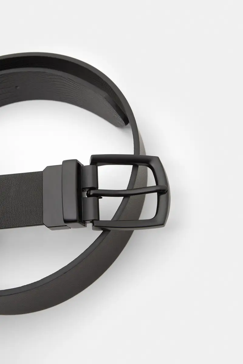 Cintura Reversibile In Finta Pelle Nero miniatura 2