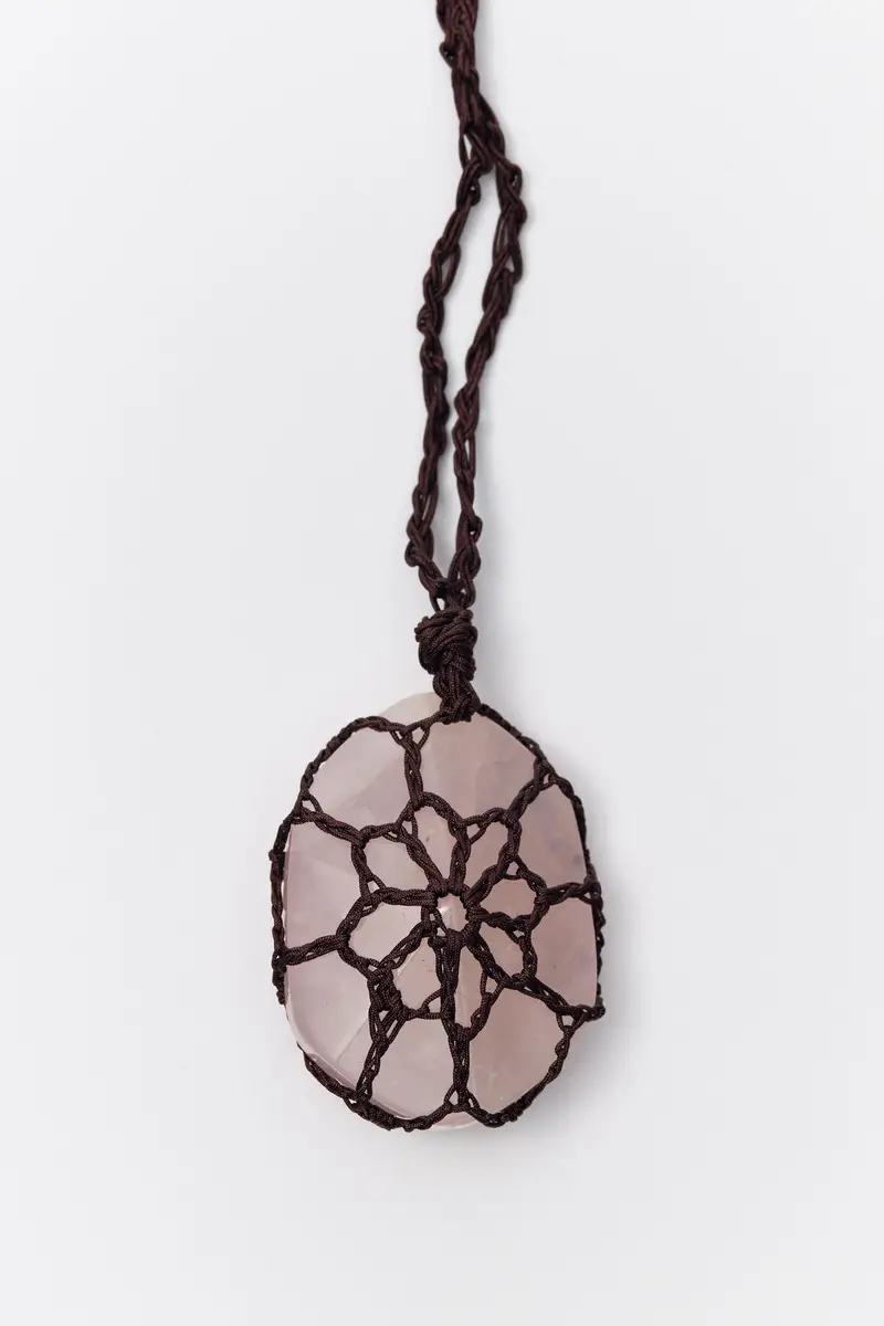 Ciondolo Macramè Con Pietra Cioccolato miniatura 3