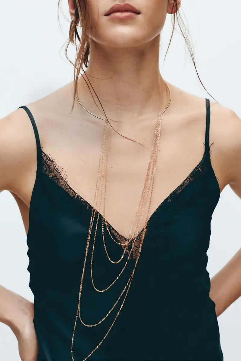 Collana Lunga A Catene Combinata Oro miniatura 2