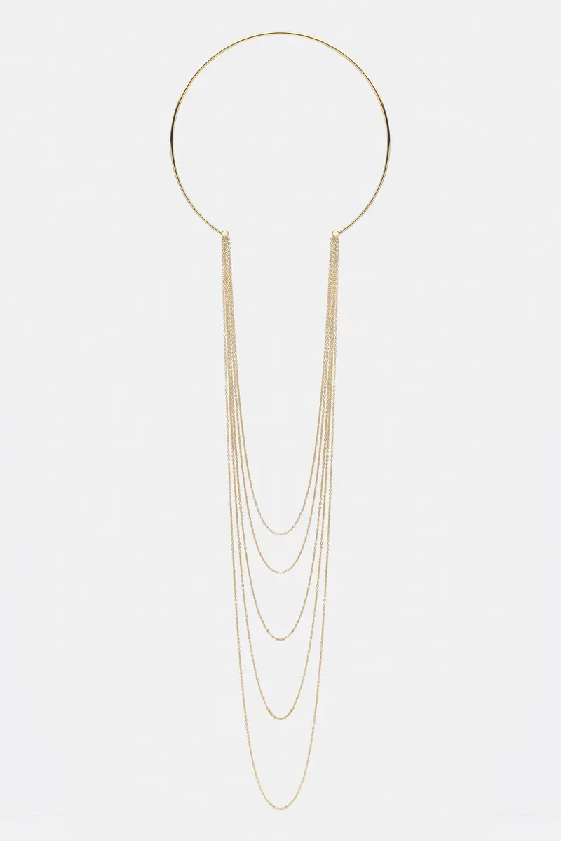 Collana Lunga A Catene Combinata Oro