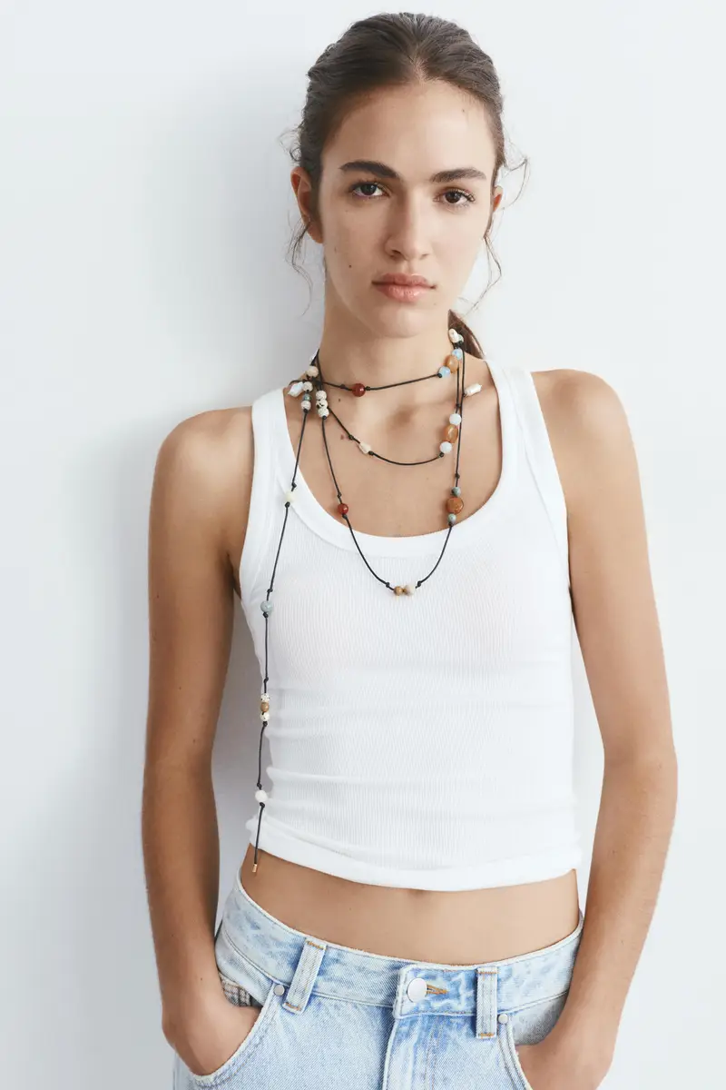 Collana Lunga Con Pietre Verde miniatura 2