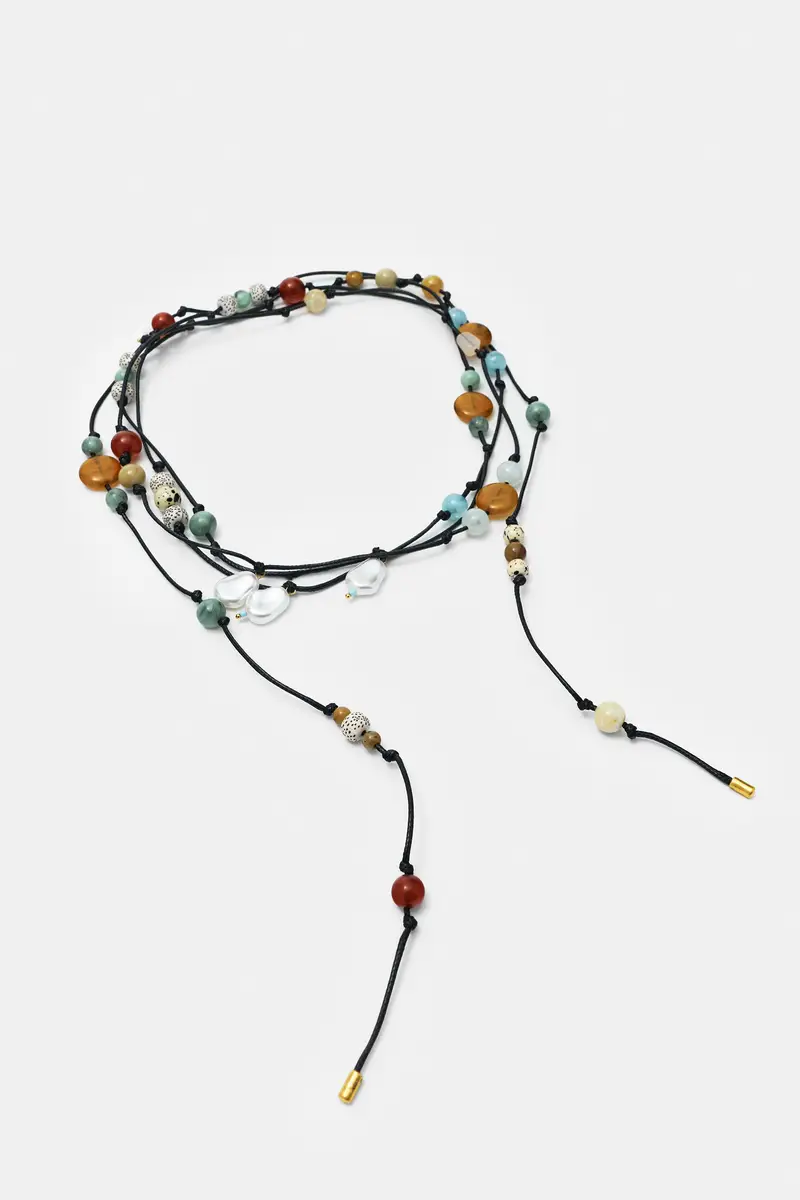 Collana Lunga Con Pietre Verde miniatura 3