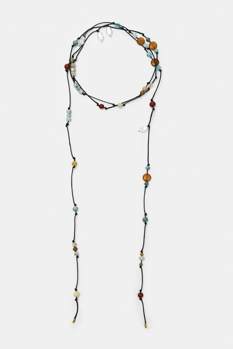 Collana Lunga Con Pietre Verde