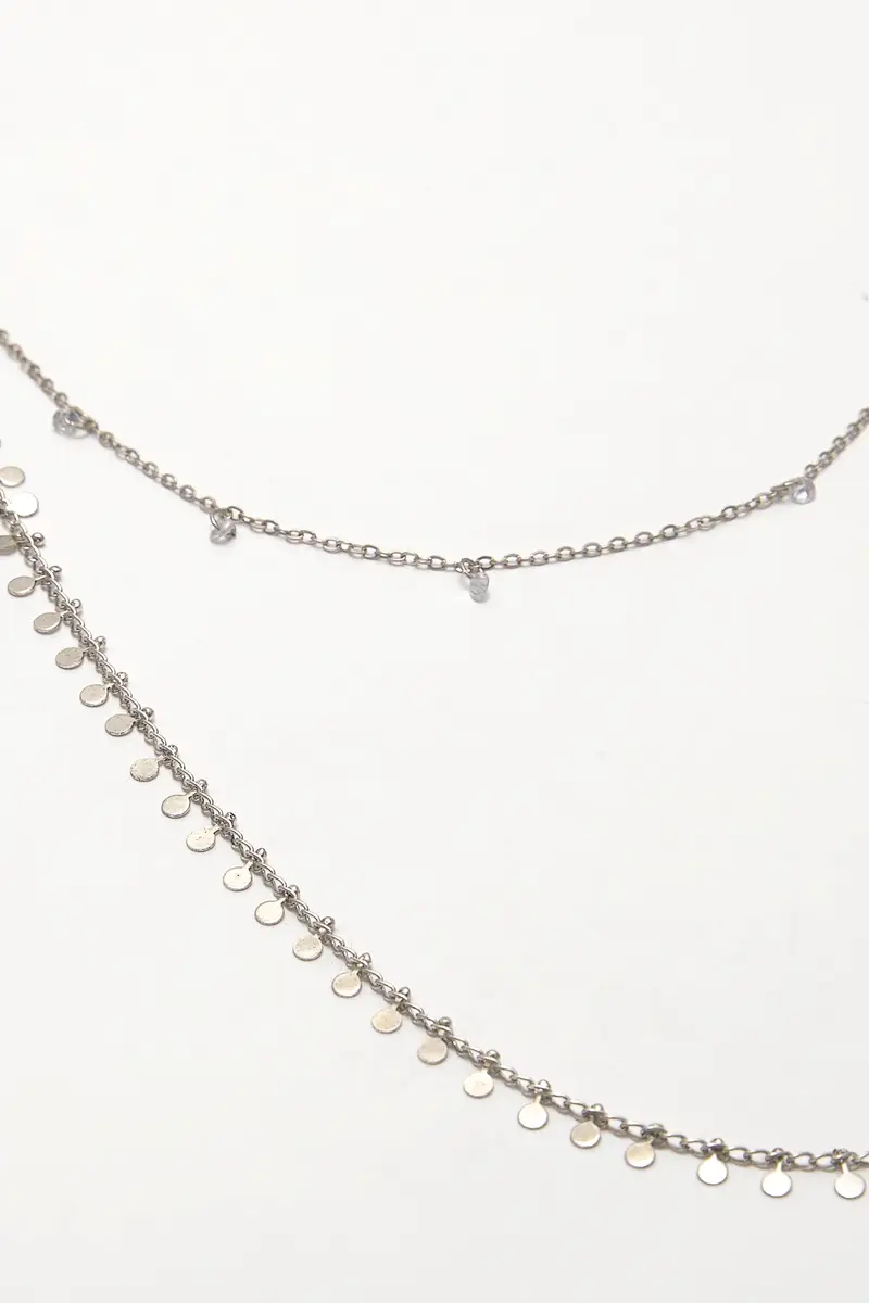 Collana Multipla Con Strass Argento miniatura 3