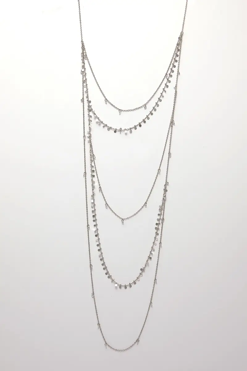 Collana Multipla Con Strass Argento