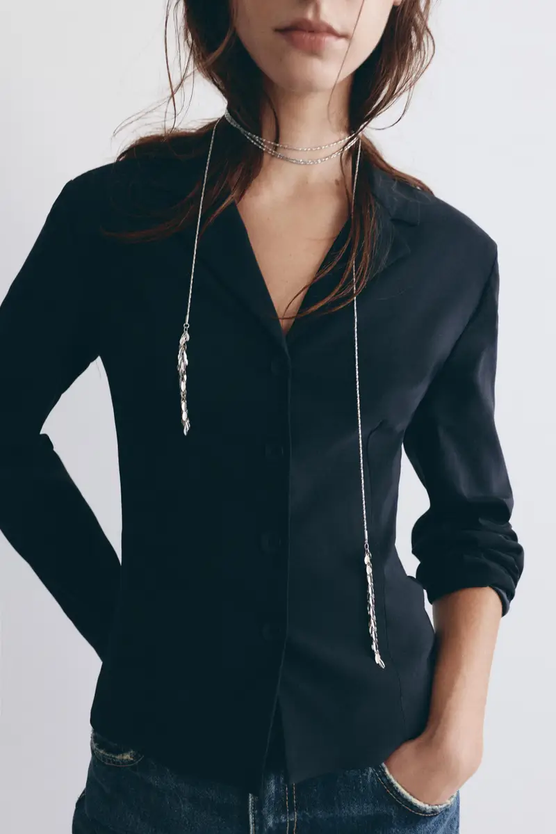 Collana Pesce Con Nappina Nero miniatura 2