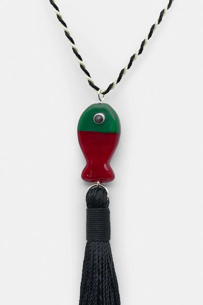 Collana Pesce Con Nappina Nero miniatura 3