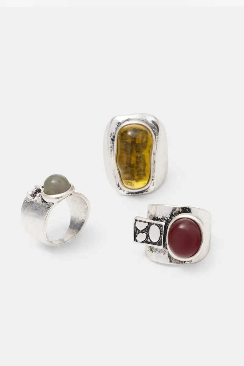 Confezione 3 Anelli Con Pietre Argento miniatura 3