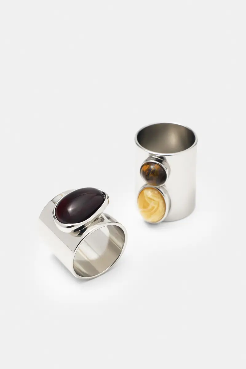 Confezione Da 3 Anelli Con Pietre Argento miniatura 3