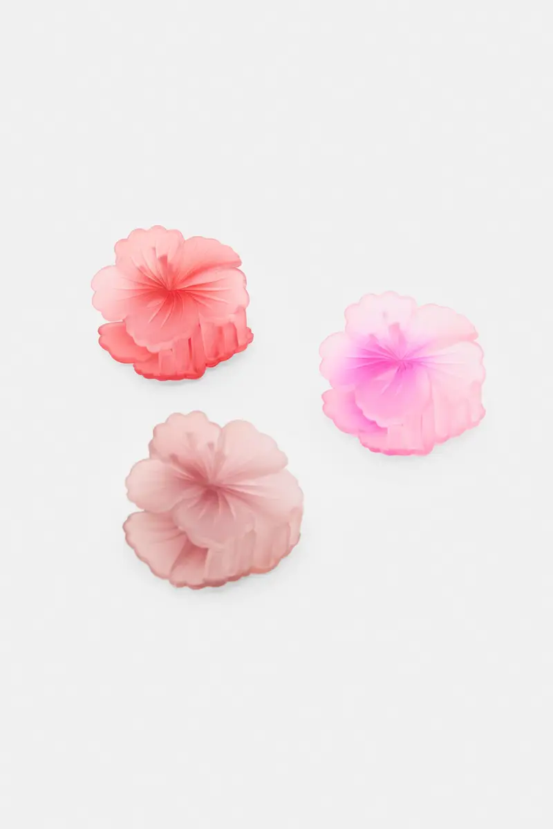 Confezione Da 6 Fermagli Ibisco Rosa miniatura 2