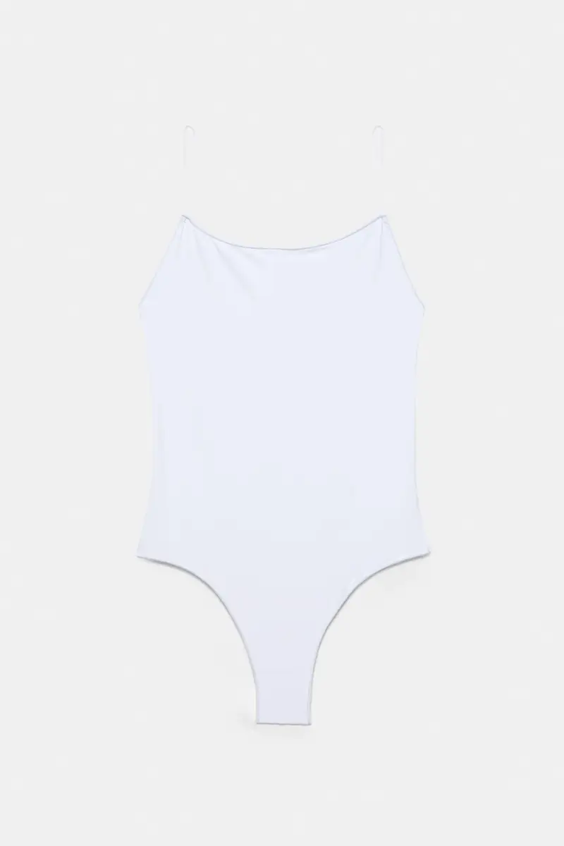 Costume Da Bagno Basic Con Spalline Bianco miniatura 3