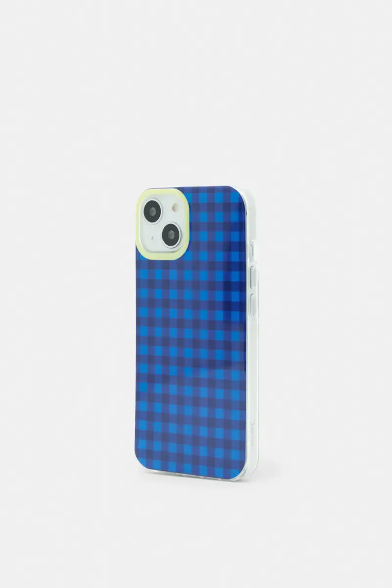Cover Iphone A Quadri Vichy Azzurro miniatura 3