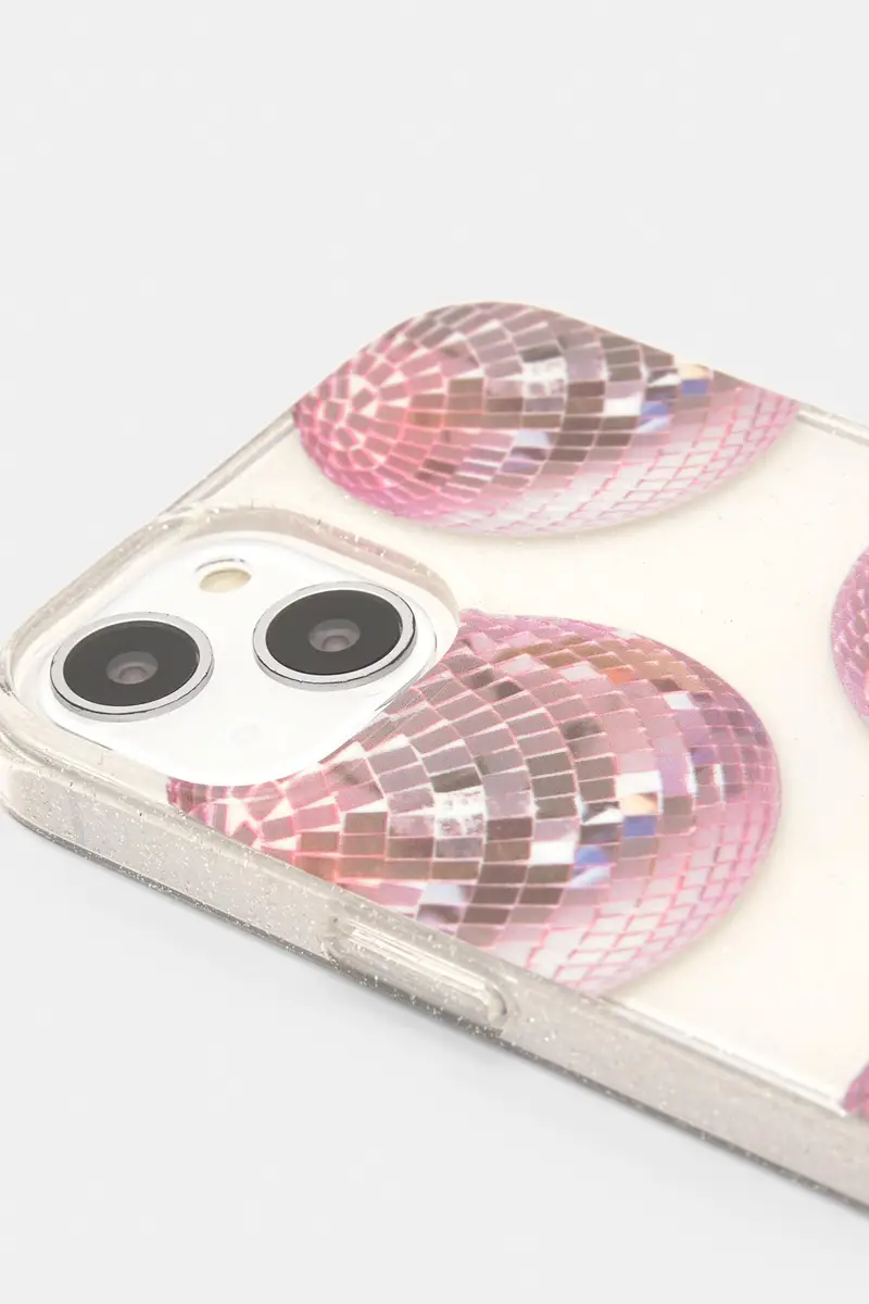 Cover Iphone Glitter Palla Da Discoteca Rosa miniatura 2