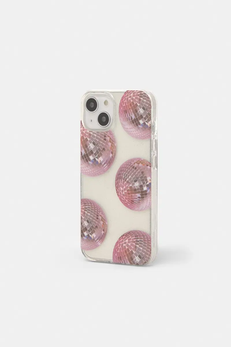 Cover Iphone Glitter Palla Da Discoteca Rosa miniatura 3