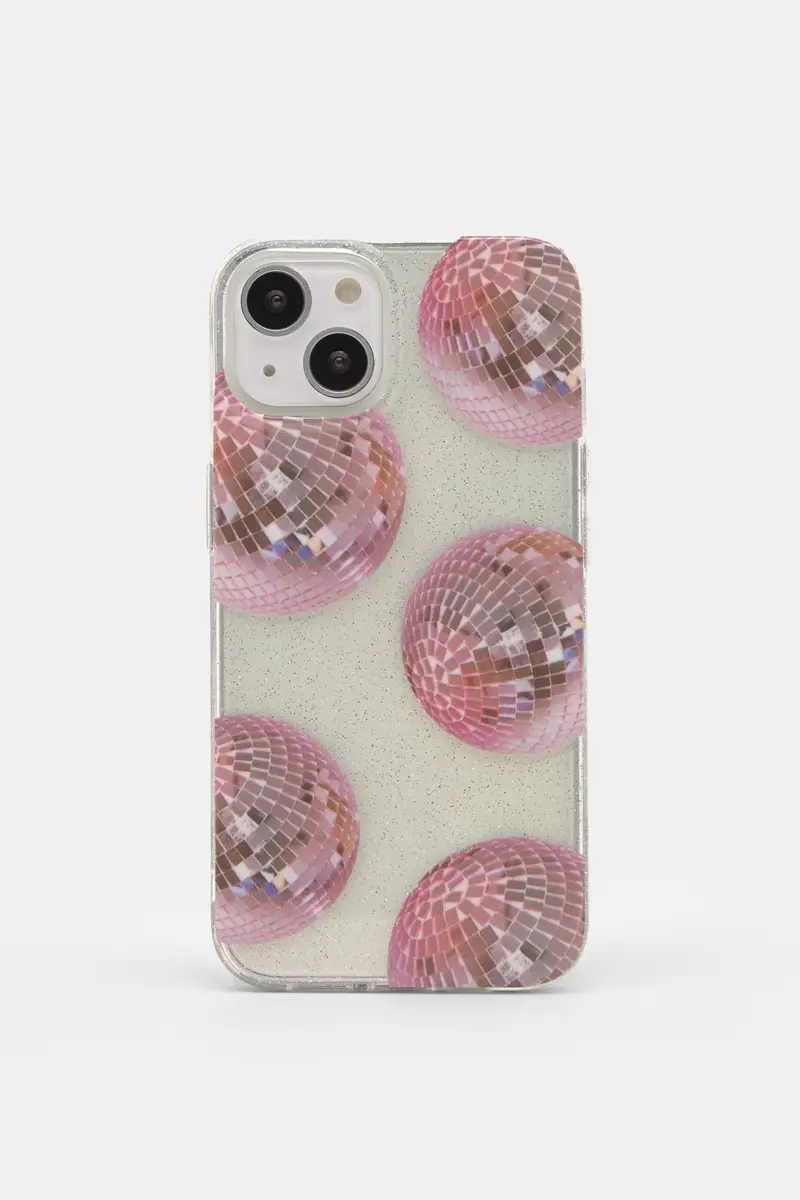 Cover Iphone Glitter Palla Da Discoteca Rosa