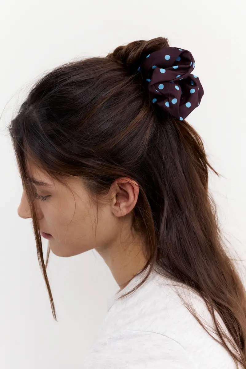 Elastico Per Capelli A Pois Azzurro miniatura 2