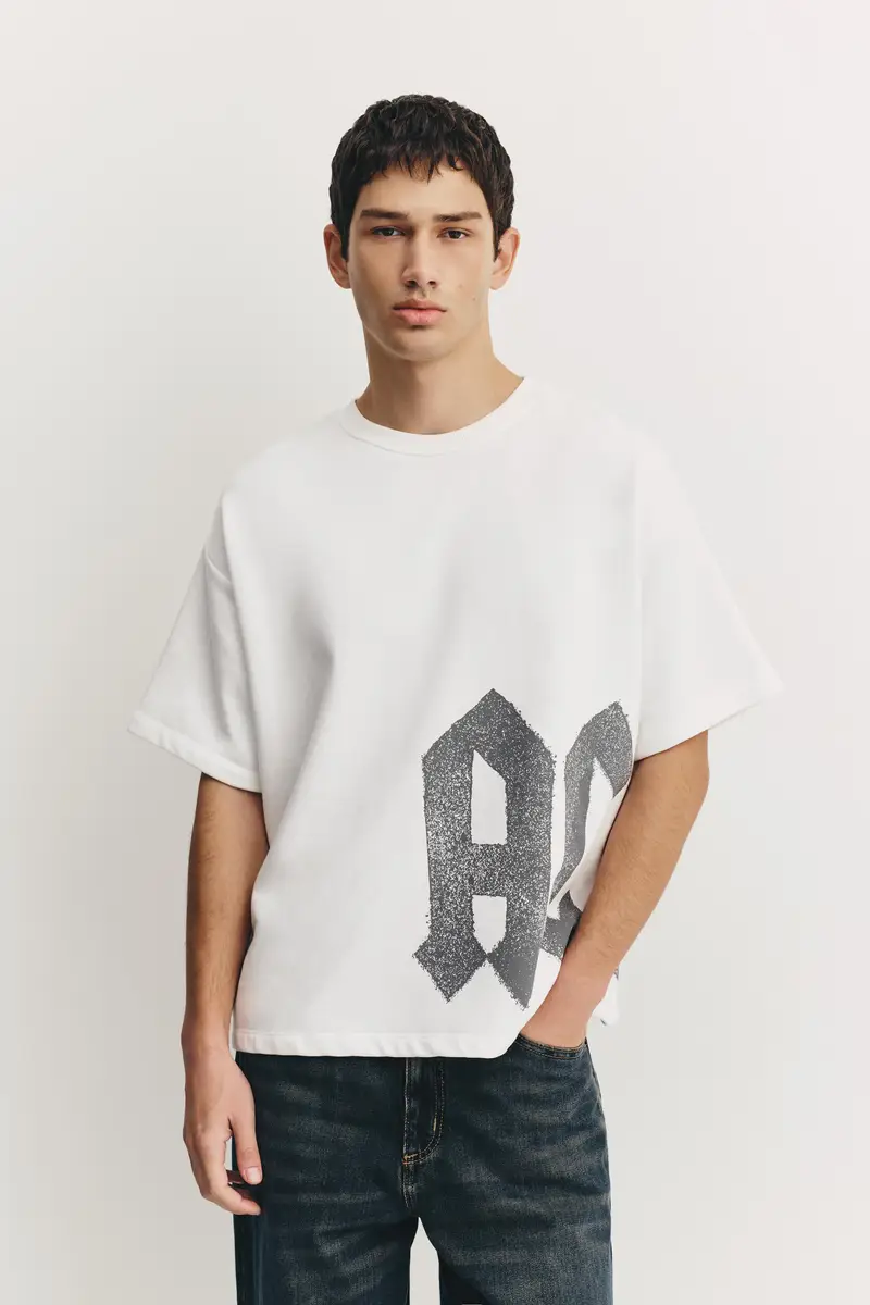 Felpa A Maniche Corte Ac/Dc Bianco rotto