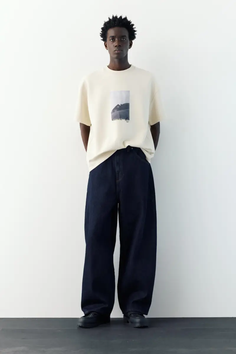 Felpa A Maniche Corte Con Grafica Sabbia