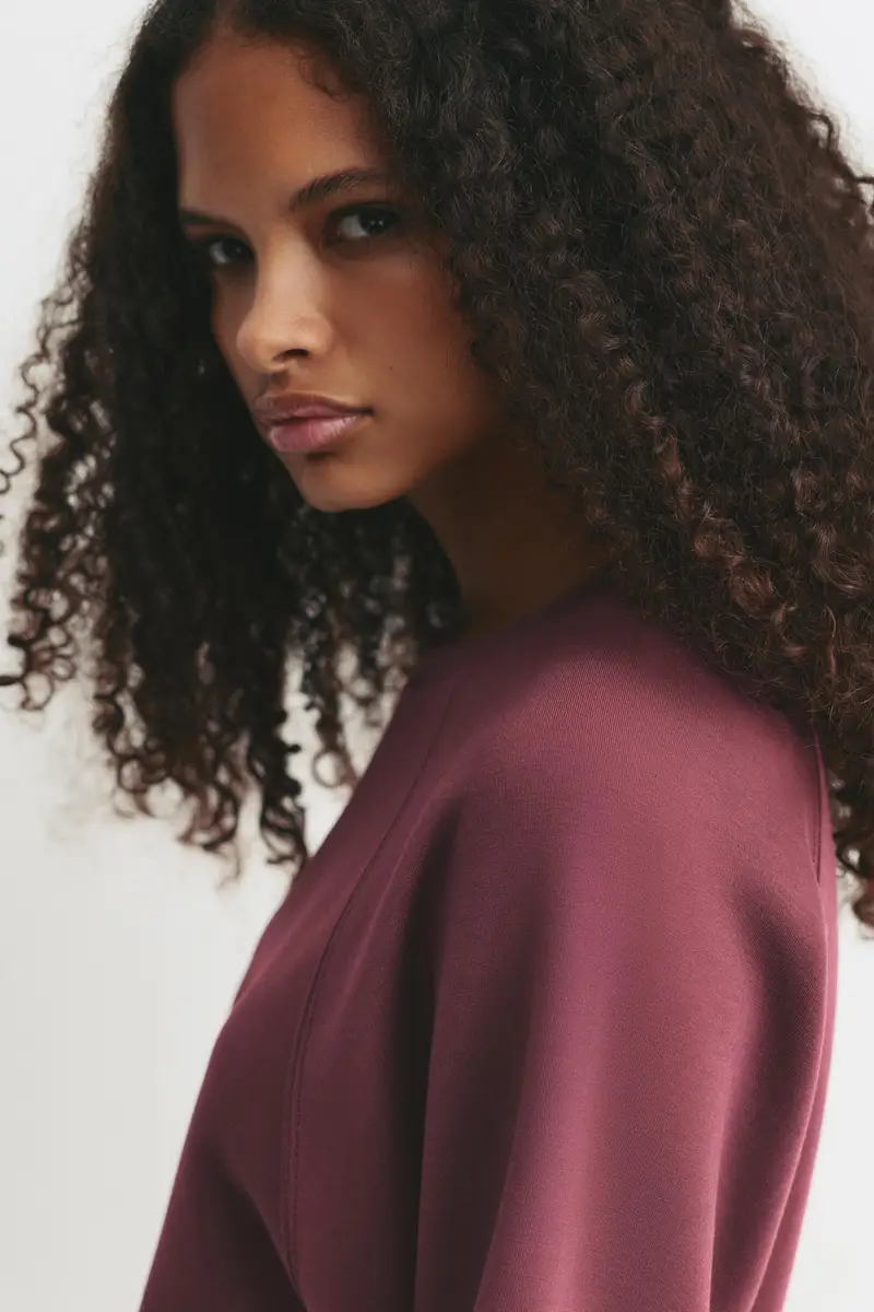 Felpa A Maniche Corte Con Modal Melenzana miniatura 3