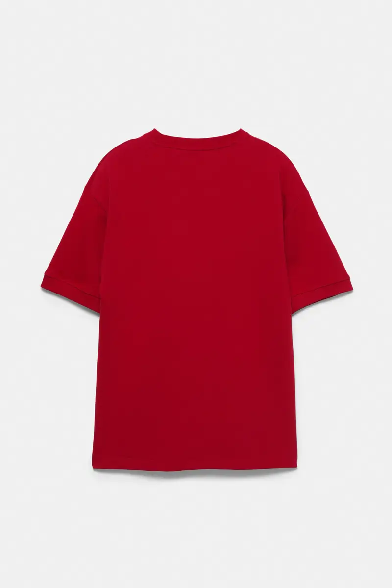 Felpa A Maniche Corte In Interlock Rosso miniatura 2