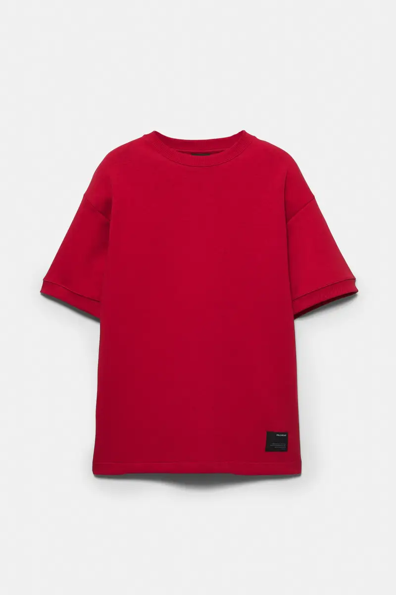 Felpa A Maniche Corte In Interlock Rosso