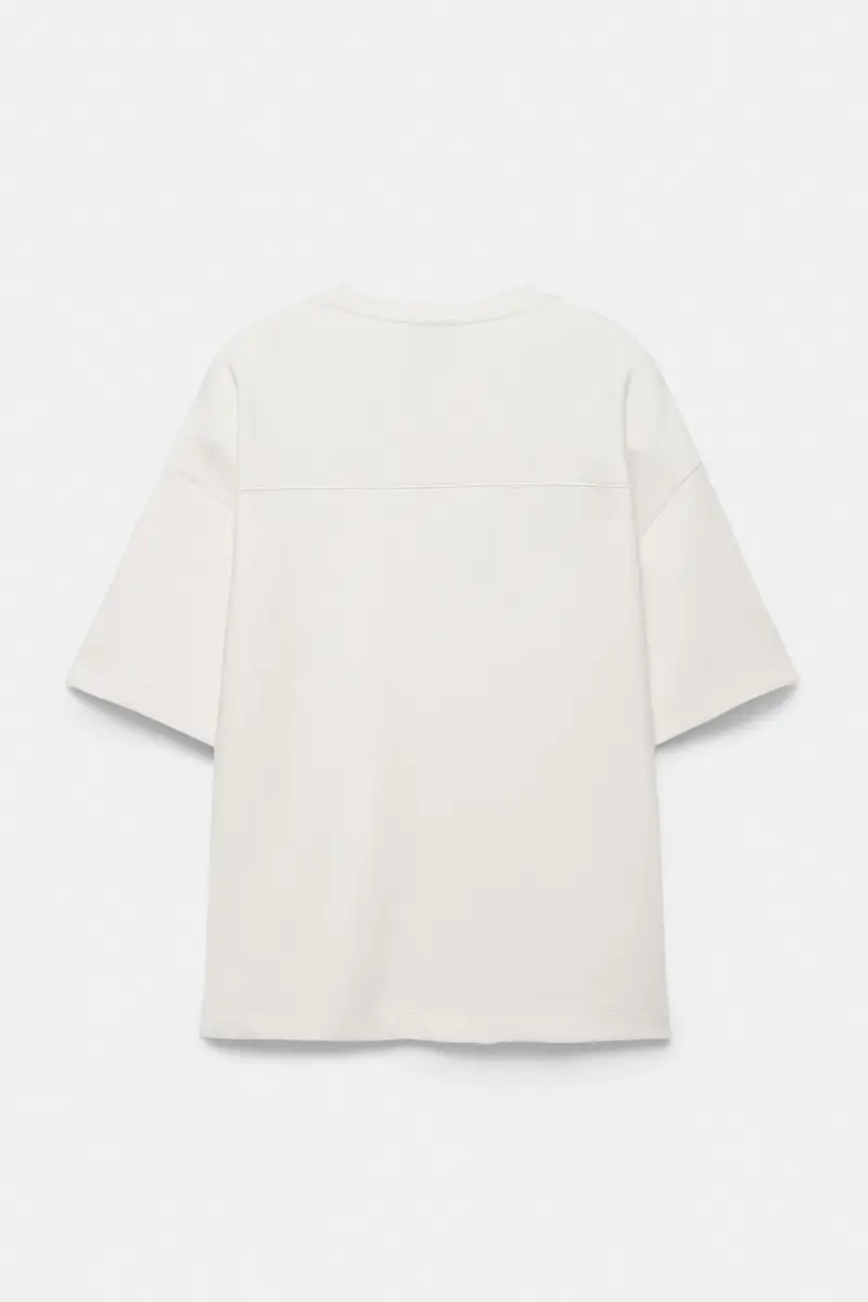 Felpa A Maniche Corte Interlock Bianco rotto miniatura 2