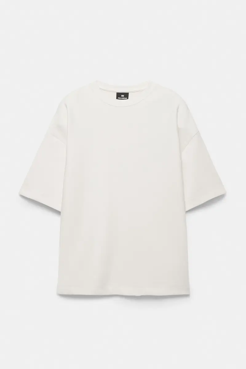 Felpa A Maniche Corte Interlock Bianco rotto