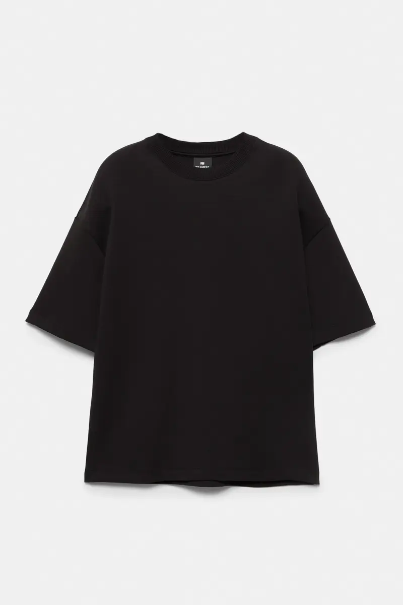 Felpa A Maniche Corte Interlock Nero