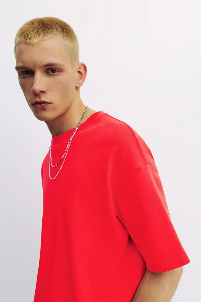 Felpa A Maniche Corte Interlock Rosso miniatura 3