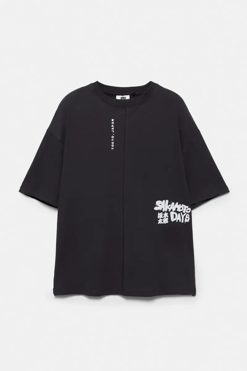 Felpa A Maniche Corte Sakamoto Days Grigio oscuro