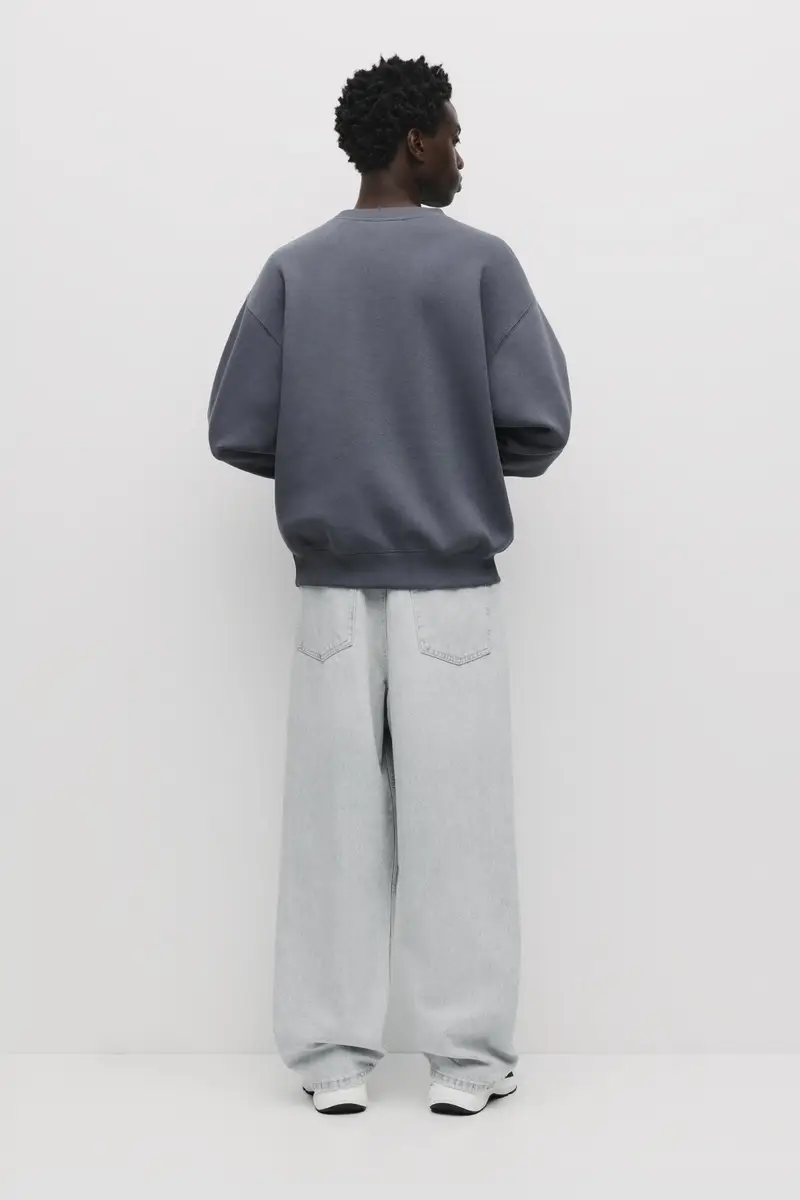 Felpa Basic Collo Rotondo Azzurro grigio miniatura 2