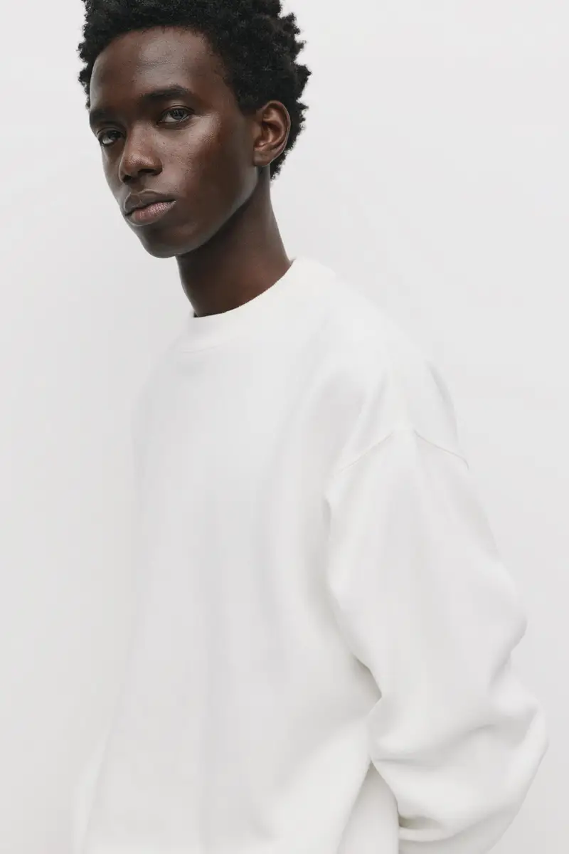 Felpa Basic Collo Rotondo Bianco rotto miniatura 3