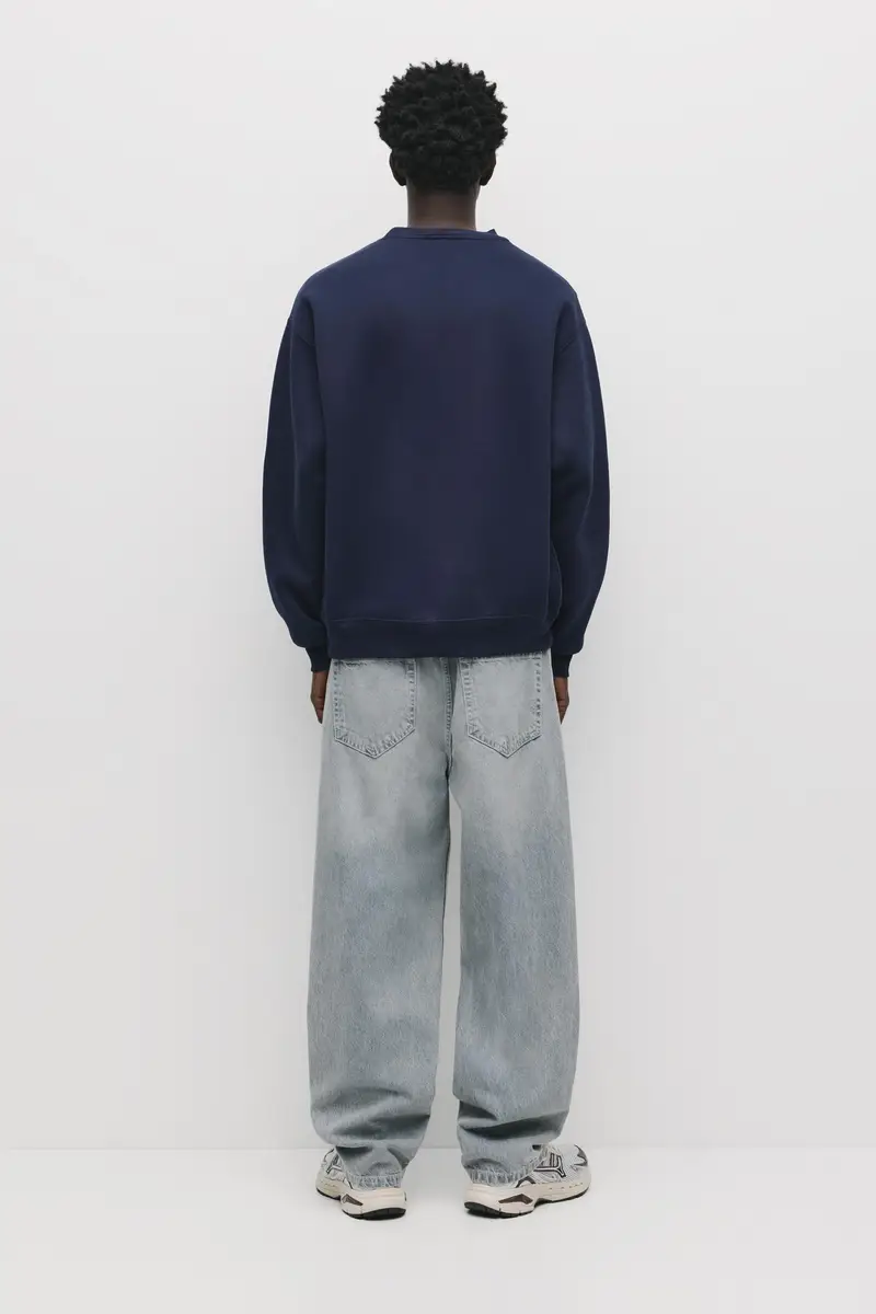 Felpa Basic Collo Rotondo Blu marino miniatura 2