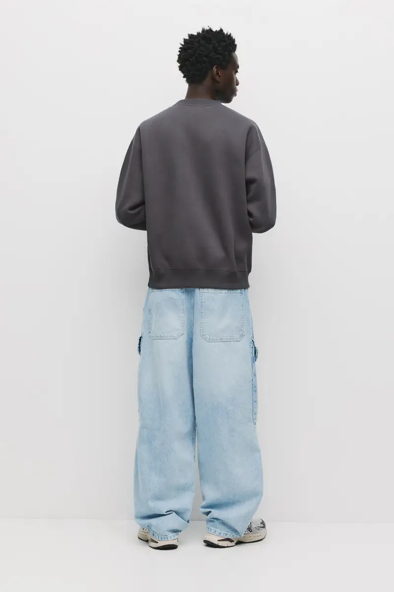 Felpa Basic Collo Rotondo Grigio antracite miniatura 2