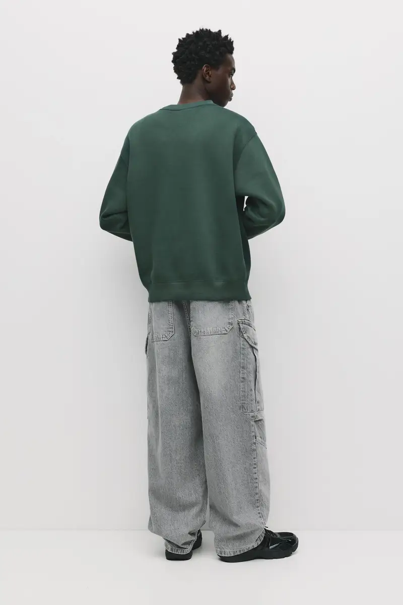 Felpa Basic Collo Rotondo Verde bottiglia miniatura 2