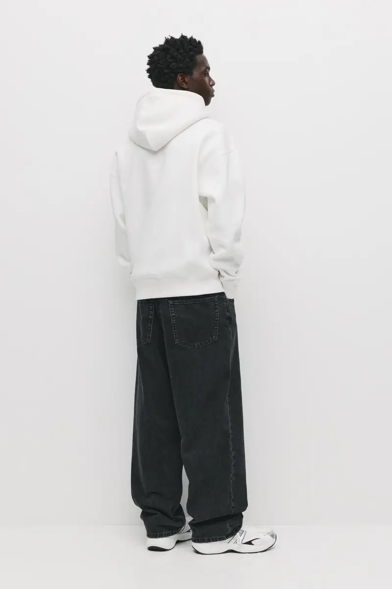 Felpa Basic Con Cappuccio Bianco rotto miniatura 2