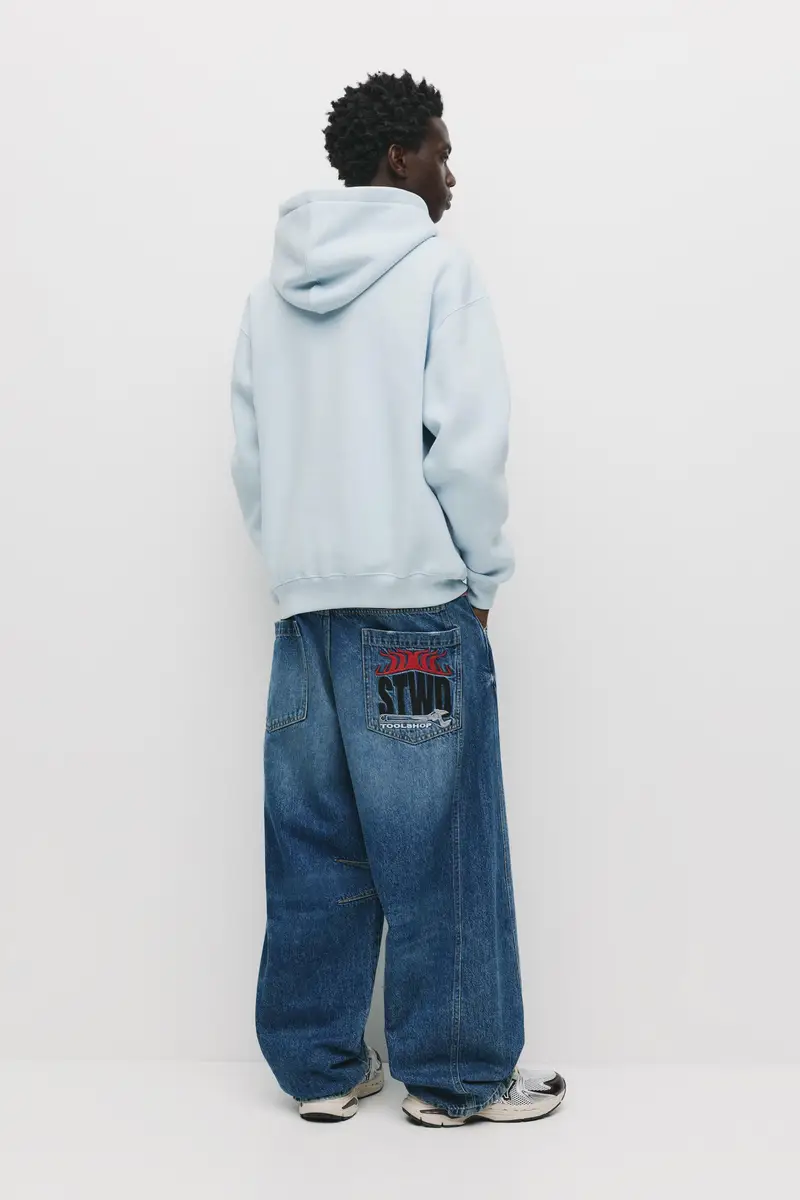 Felpa Basic Con Cappuccio Celeste miniatura 2