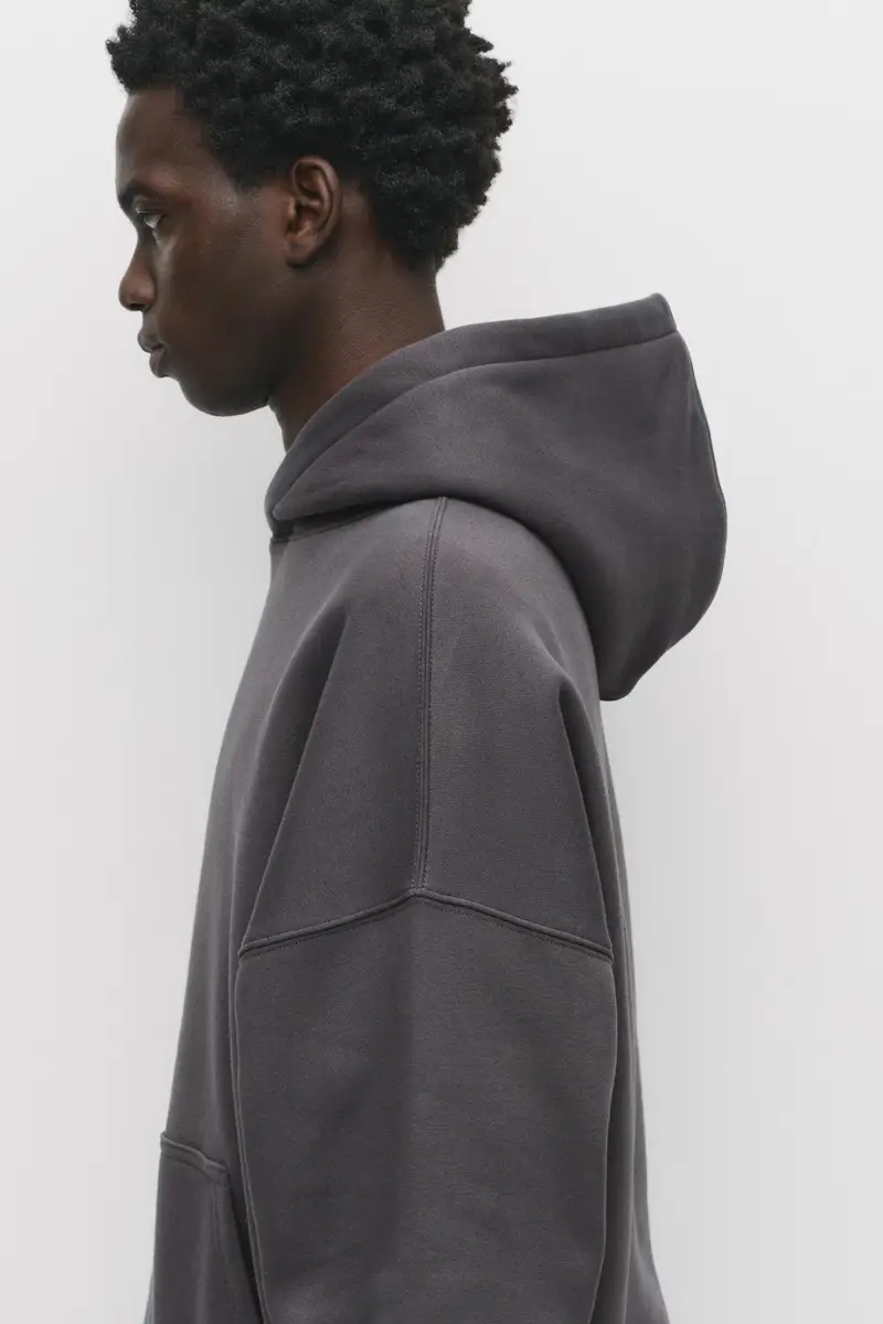 Felpa Basic Con Cappuccio Grigio antracite miniatura 3