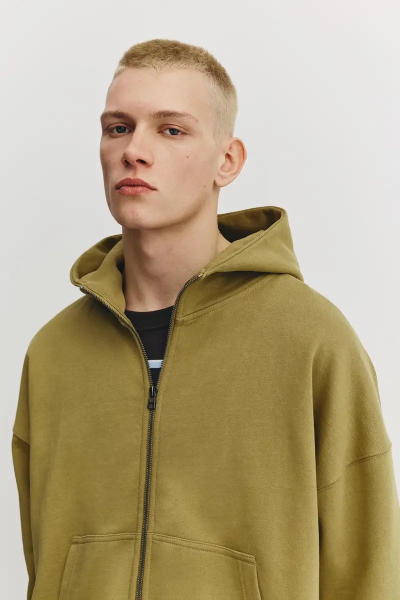 Felpa Boxy Con Cappuccio E Cerniera Cedro miniatura 3