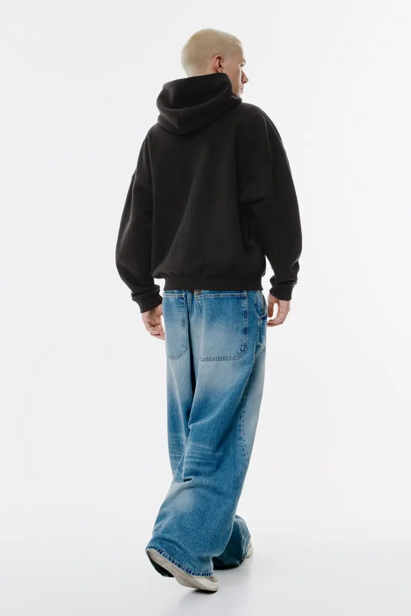 Felpa Boxy Con Zip Nero miniatura 2