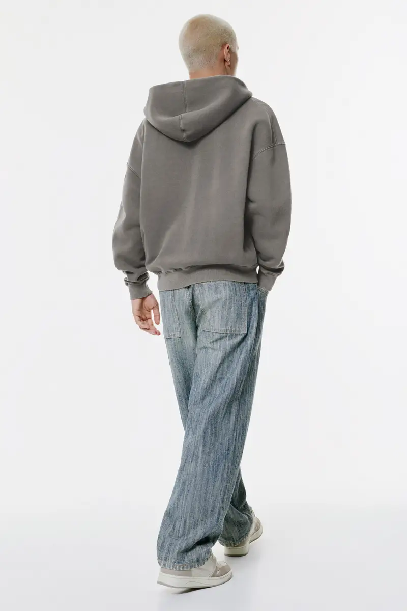 Felpa Boxy Lavata Zip Grigio miniatura 2