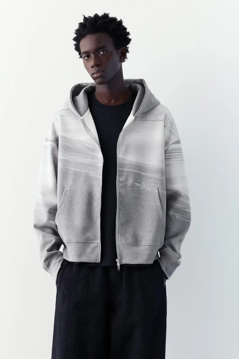 Felpa Cappuccio Cerniera Interlock Grigio