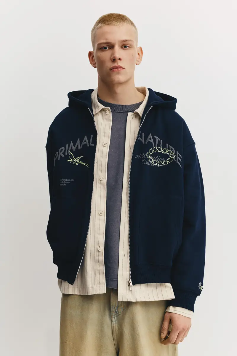 Felpa Cappuccio Cerniera Primal Nature Blu marino
