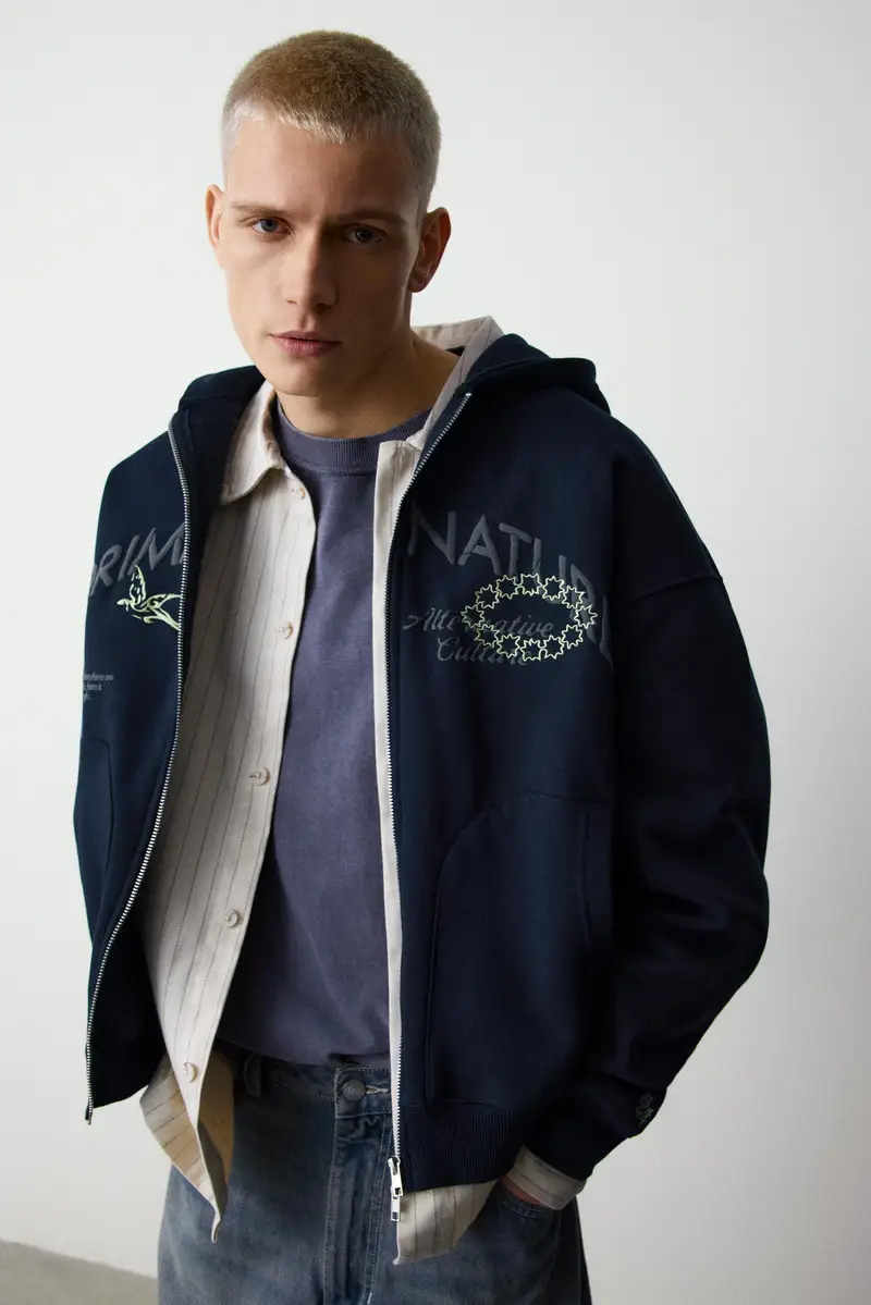 Felpa Cappuccio Cerniera Primal Nature Blu marino