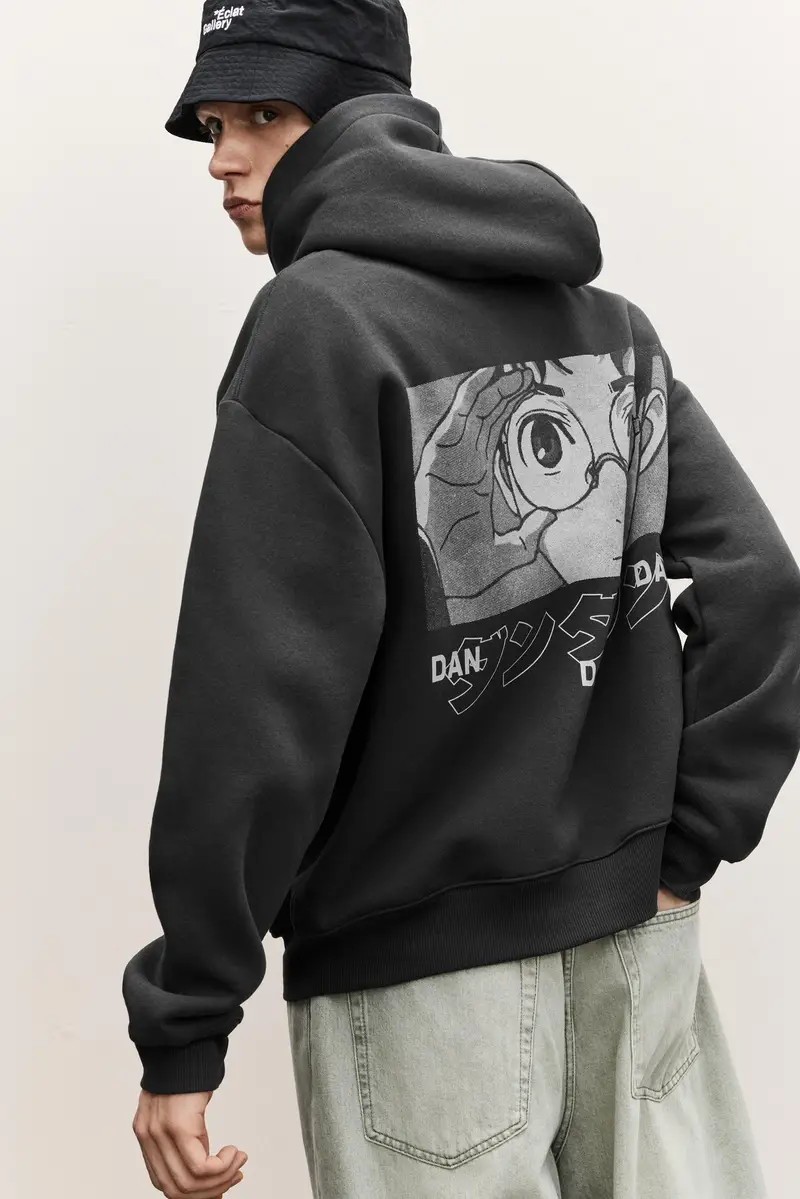 Felpa Cappuccio Con Zip Dan Da Dan Grigio oscuro