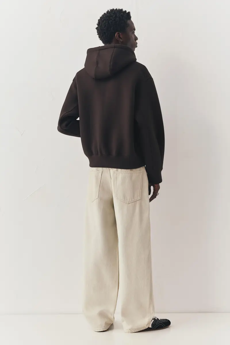 Felpa Cappuccio Effetto Neoprene Cioccolato miniatura 2