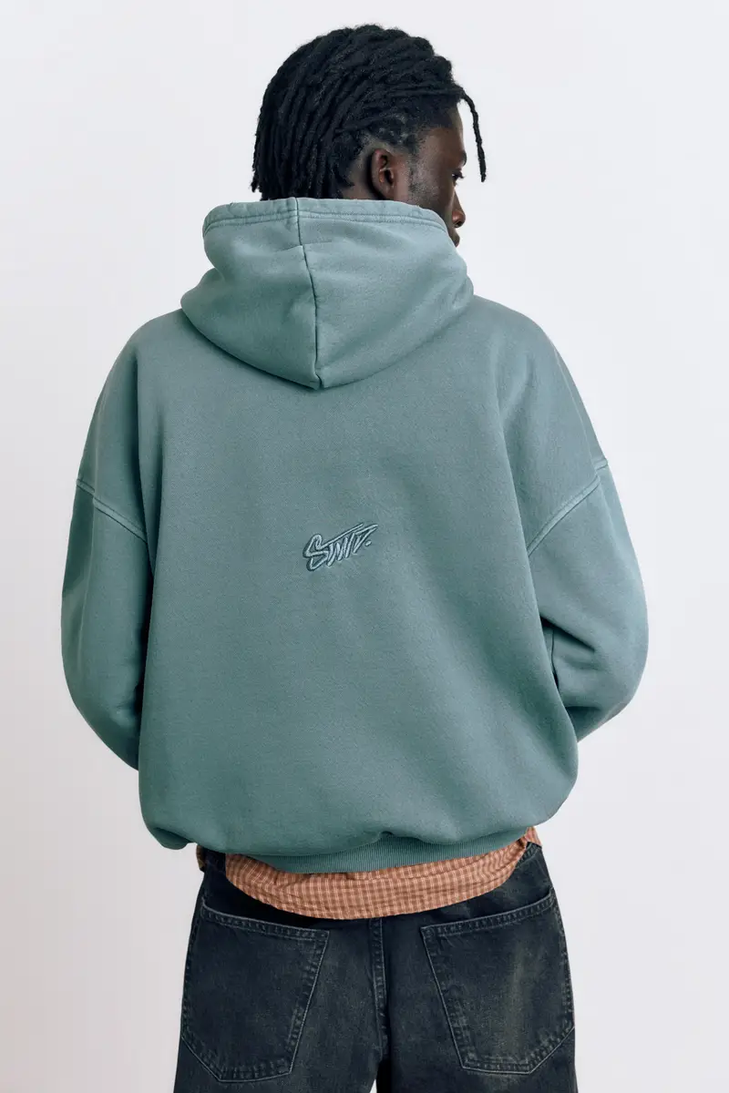 Felpa Cappuccio Lavata Stwd Verde intenso miniatura 2